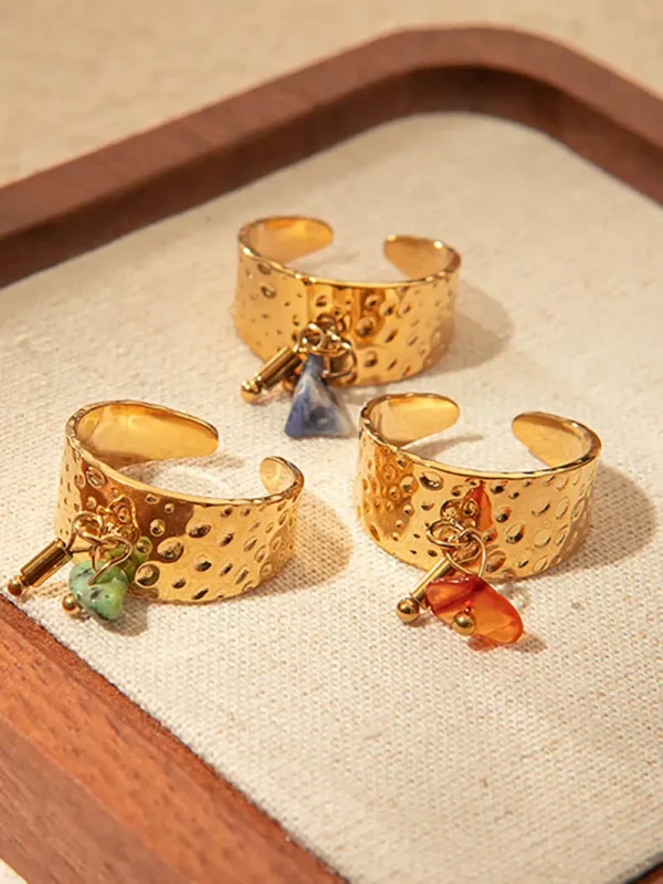 BAGUE BRELOQUE FEMME DORÉ EN ACIER INOXYDABLE TROIS MODELES DIFFERENTS