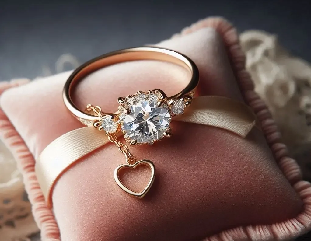 Bague breloque en acier inoxydable posé sur son coussin_ Bague breloque en acier inoxydable posé sur son coussin